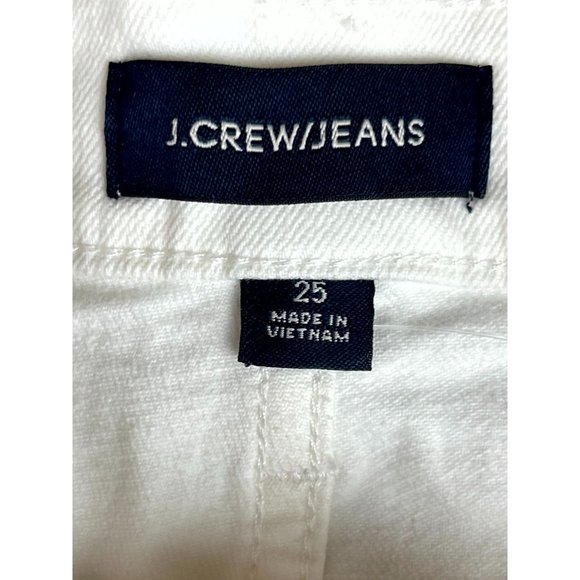 J. Crew Women's Cut-Off Button Fly White Denim Short High Rise 98% Cotton Sz 25 - Picture 10 of 13